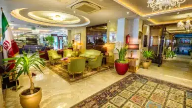 The lobby of one of the luxury hotels in Tehran