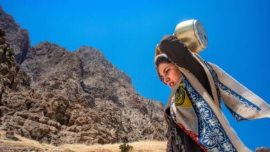 Local Woman In Bisotun World Heritage Site Kermanshah Province Iran