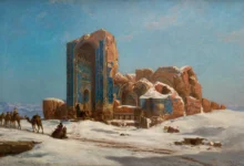 The Blue Mosque In Tabriz, In Persia Oil On Canvas Th Century Collection