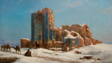The Blue Mosque In Tabriz, In Persia Oil On Canvas Th Century Collection