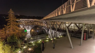 View of new bridge in Ab e Atesh Park in Tehran, Iran
